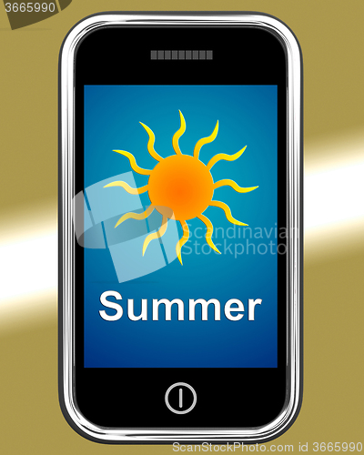 Image of Summer On Phone Means Summertime Season