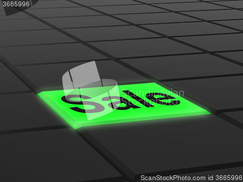 Image of Sales Button Shows Promotions And Deals