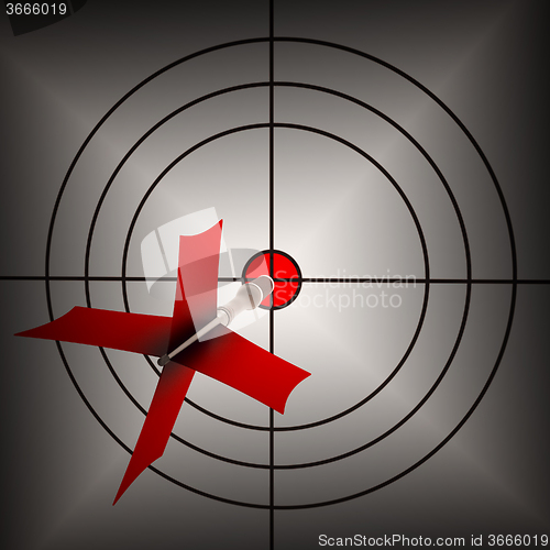 Image of Arrow Aiming On Dartboard Shows Aiming Accuracy