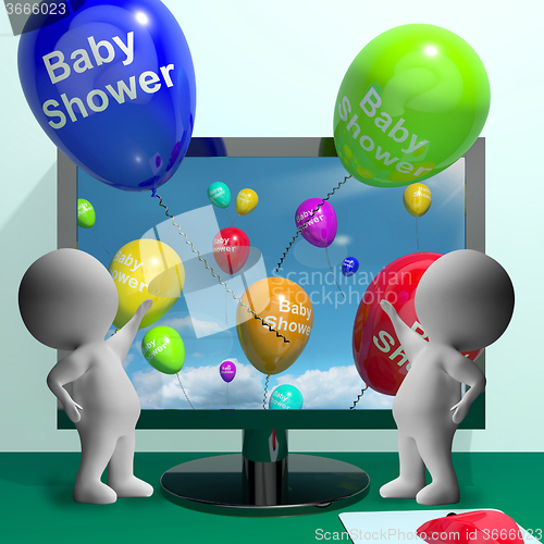 Image of Baby Shower Balloons From Computer Showing Birth Party Invitatio