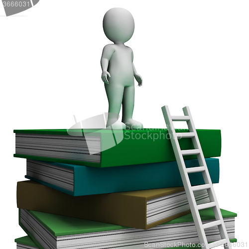 Image of Student On Books Showing Educated