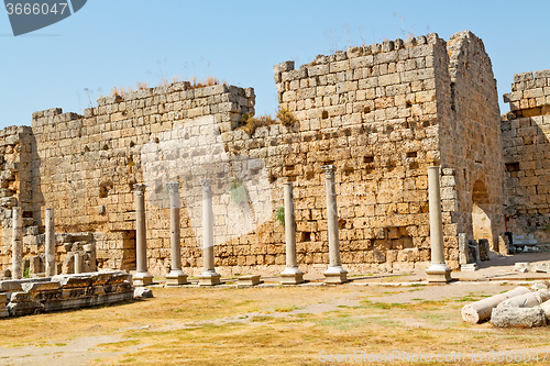 Image of  stone  in  perge old construction asia turkey the  