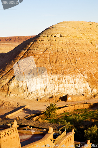 Image of hill africa in morocco the old contruction        historical vil