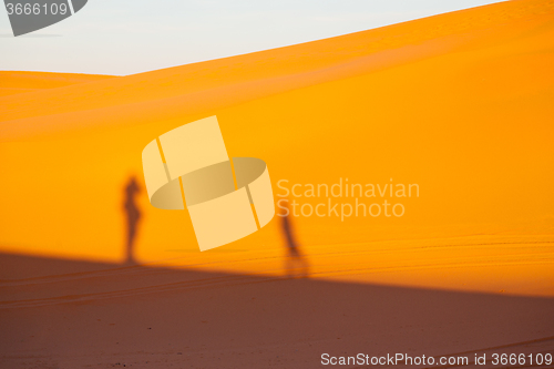 Image of sunshine in   desert of morocco sand and dune