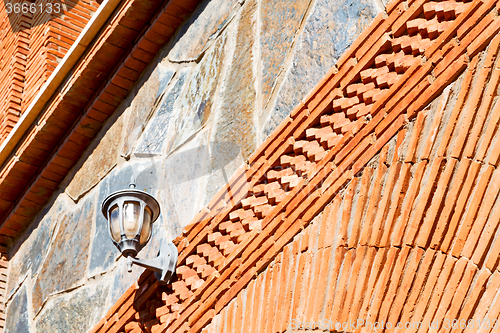 Image of red tile in morocco africa texture street  lamp