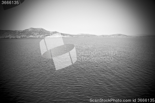 Image of greece from the boat  islands in mediterranean sea and sky