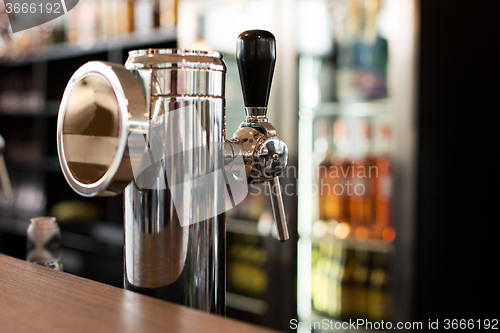 Image of close up of single tap chrome draft beer tower