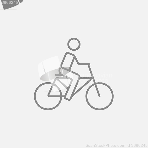 Image of Man riding bike line icon.