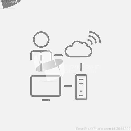 Image of Cloud computing line icon.