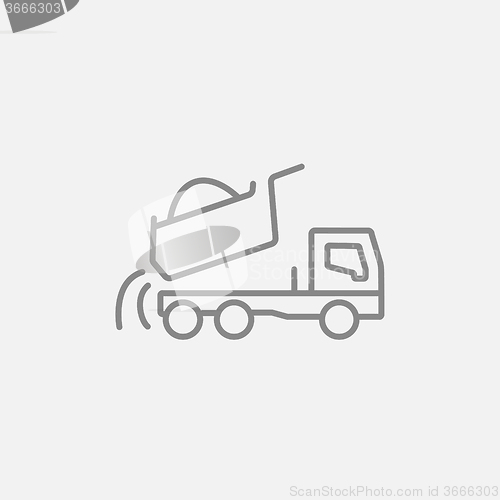 Image of Dump truck line icon.