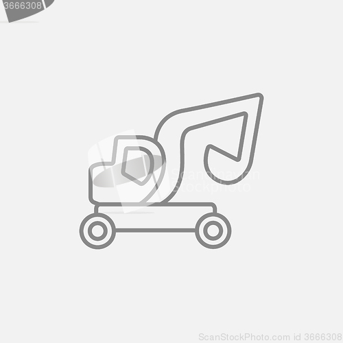 Image of Excavator truck line icon.