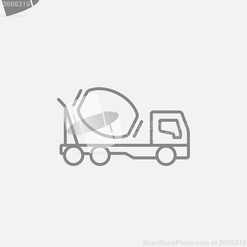 Image of Concrete mixer truck line icon.