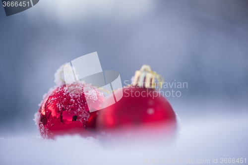 Image of christmas ball in snow