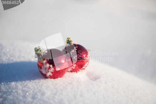 Image of christmas ball in snow