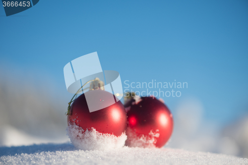 Image of christmas ball in snow