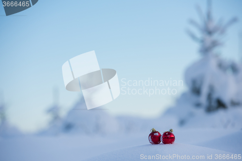 Image of christmas ball in snow