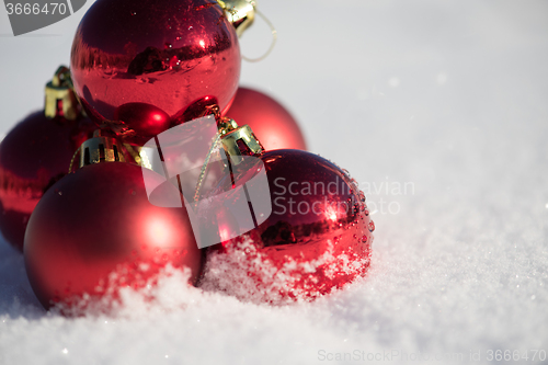 Image of christmas ball in snow