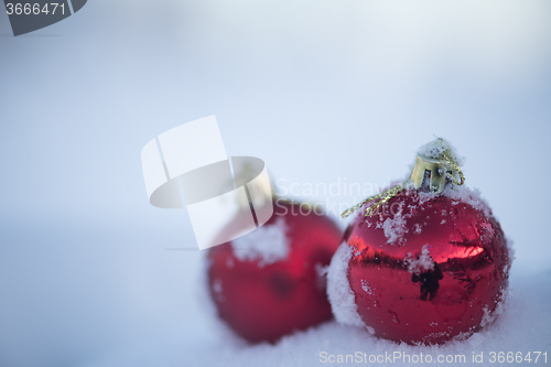 Image of christmas ball in snow