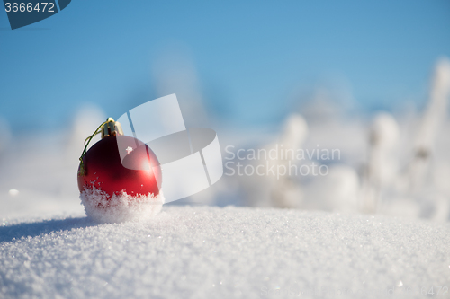 Image of christmas ball in snow