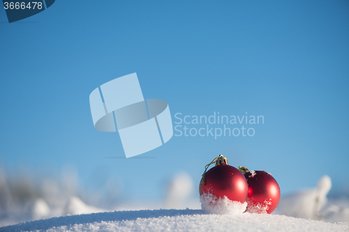 Image of christmas ball in snow