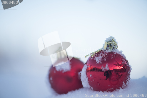 Image of christmas ball in snow