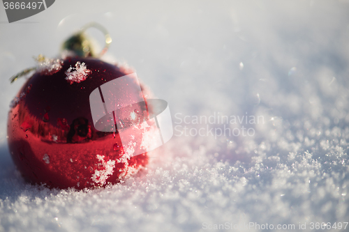 Image of christmas ball in snow