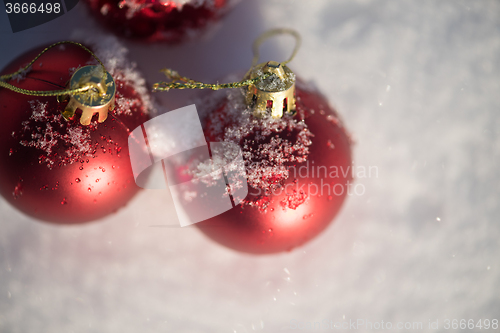 Image of christmas ball in snow