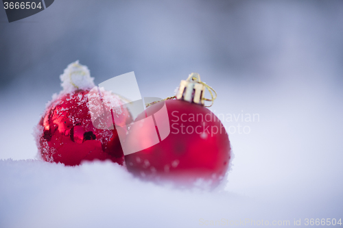 Image of christmas ball in snow