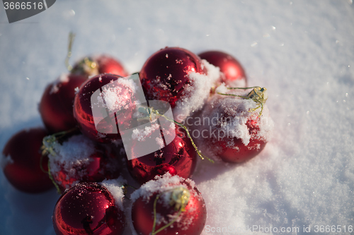 Image of christmas ball in snow