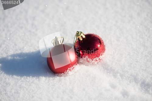 Image of christmas ball in snow