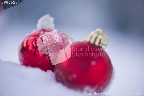 Image of christmas ball in snow