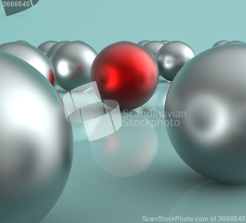 Image of Standing Out Metallic Balls Showing Leadership