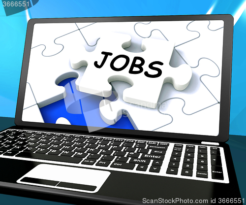 Image of Jobs On Laptop Shows Online Application Or Hiring