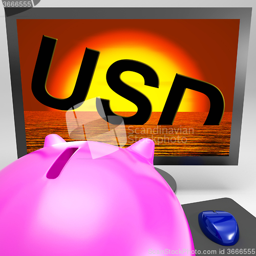 Image of USD Sinking On Monitor Showing American Debts