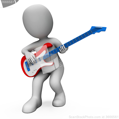 Image of Rock Guitarist Shows Music Guitar Playing And Character