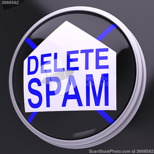 Image of Delete Spam Shows Unwanted Undesired Trash Mail