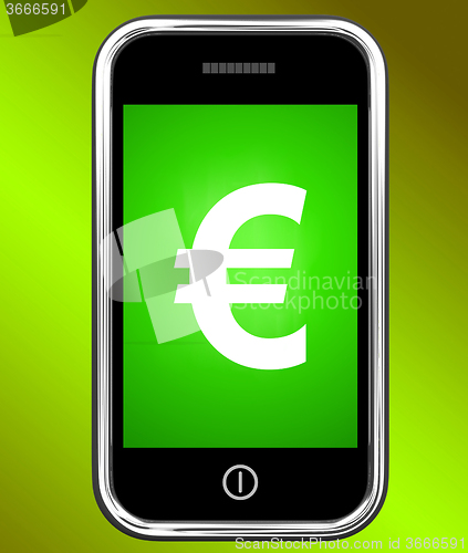 Image of Euro Sign On Phone Shows European Currency