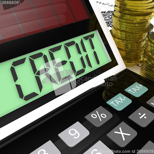 Image of Credit Calculator Shows Financing Borrowing Or Loan
