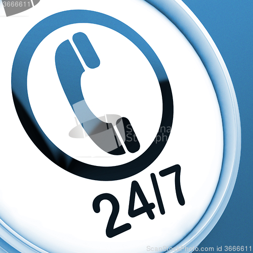 Image of Twenty Four Seven Button Shows Open 24/7