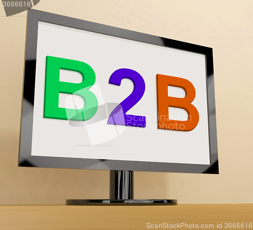 Image of B2b On Monitor Shows Trade And Commerce Online