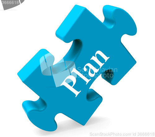 Image of Plan Puzzle Shows Objectives Planning And Organizing