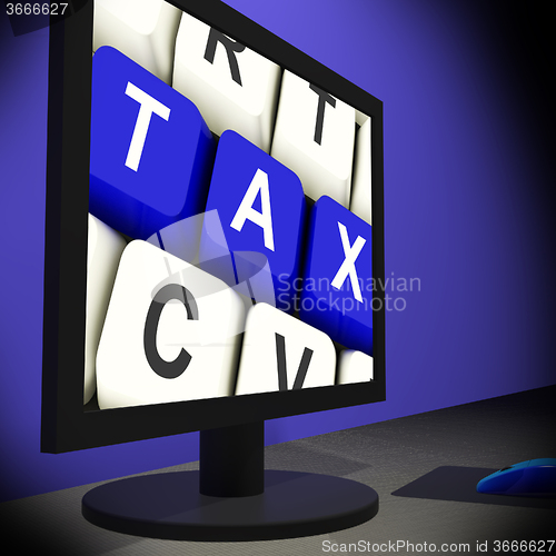Image of Tax On Monitor Showing Taxation