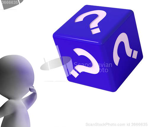 Image of Question Mark Dice Shows Symbol For Information