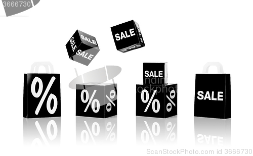 Image of shopping bags and sale signs with percent 