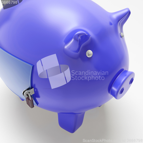 Image of Piggybank With Closed Door Showing Financial Security