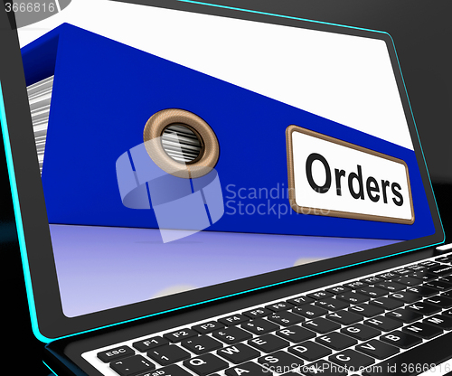 Image of Orders File On Laptop Shows Customers Records