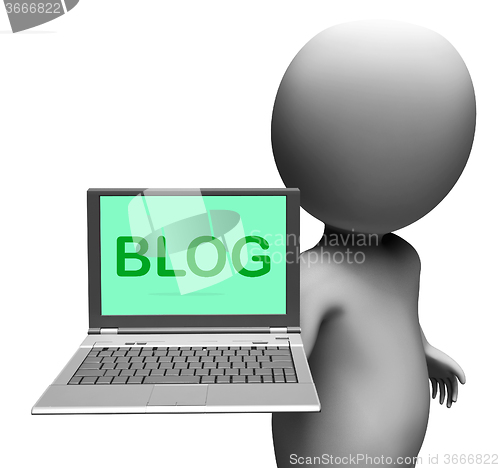 Image of Blog Laptop Shows Blogging Or Weblog Internet Site