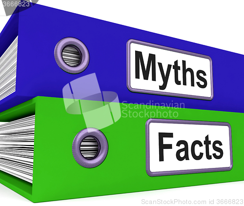 Image of Myths Facts Folders Mean Factual And Untrue Information