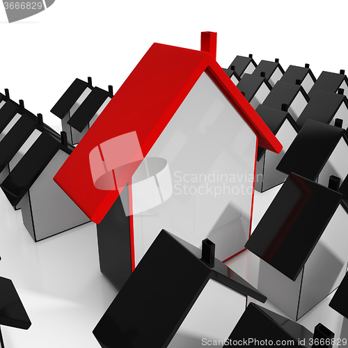 Image of House Icons Shows Selling Real Estate