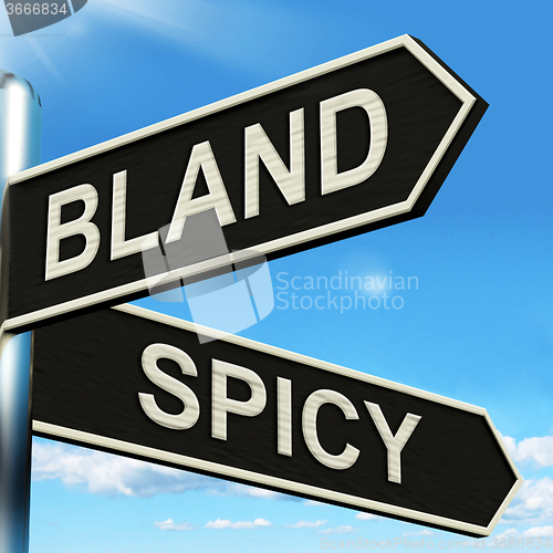 Image of Bland Spicy Signpost Means Tasteless Or Hot